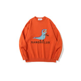 Mens Fall Outfits Vintage Tie-Dyed Alphabet Embroidery Knitwear Men 'S Couple Leisure Pullover Sweater