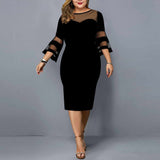 Nina Parker Black Dress Mesh Large Size Women's Dress Hip Skirt