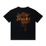 Amiri T Shirt Angel Sketch Printed Casual Hip Hop Short Sleeve T-shirt