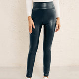 Brown Leather Pants High Waist High Elastic Slim PU Trousers Motorcycle Tight Leather Pants
