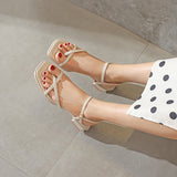 Nude Strappy Block Heels Chunky Heel Sandals