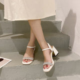 Nude Block Heel Peep Toe Mid Chunky Heel Sandals