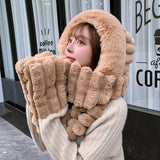 Women Winter Hats Winter Warm Plush Hat Scarf