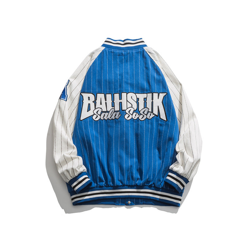 Baby Blue Varsity Jacket Autumn Leisure Baseball Clothing Baggy Coat Male