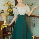Women cottagecore Dress Summer Retro Elegant Outfit Dress