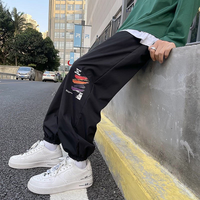 Men Pants Men's Loose Tappered Sports Hong Kong Style Casual