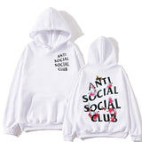 Anti Social Club Hoodie Autumn and Winter Printing Letter Hooded Pullover Leisure Fashion