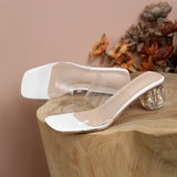 Nude Block Heel Peep Toe Transparent Sandals