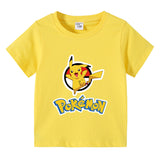 Children Pokemon Pikachu T Shirt Summer Short Sleeve T-shirt Cartoon Cotton Leisure Sports