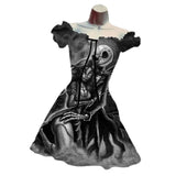 Skull Dress Digital Printing Drawstring Short Sleeve Dress Autumn