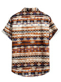 Men Hawaii Shirts Men's Shirt Brown Short Sleeve Casual