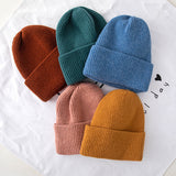 Toboggan Hat Solid Color Woolen Hat Children Autumn Winter Ear Protection Beanie Hat