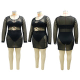 Nina Parker Black Dress plus Size Sexy Long Sleeve Narrow Dress