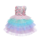 Toddler Girls Sequin Gown Dress Children's Baby Full-Year Dress Wedding Dress Girl Princess Dress