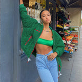 Brown Cropped Varsity Jacket Loose Baseball Uniform Coat