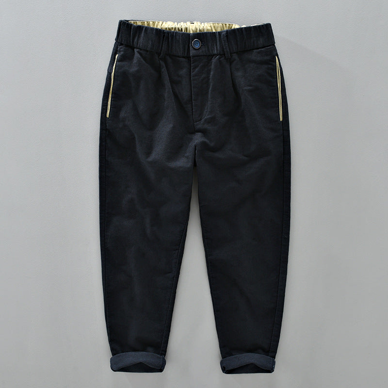 Mens Corduroy Pants Cotton Stretch Autumn and Winter Casual Pants Thickened Tapered Contrast Color Men's Trousers