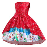 Toddler Girls Sequin Gown Dress Children's Christmas Dress Program Dress Sleeveless Cartoon Printed Maxi Dress
