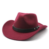 Cowboy Hats Punk Western Cowboy Hat Autumn and Winter Woolen Felt Hat Men and Women Fedora Hat