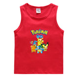Children Pokemon Pikachu T Shirt Casual Sports Sweat-Absorbent Vest
