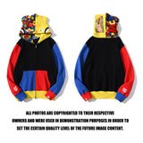 Shark Print Jacket Shark Head Violent Bear Red And Blue And Yellow Multicolor Hoodie Men'S And Women'S Zipper Jacket