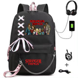 Stranger Things Hellfire Club Backpack USB Charging Backpack Student