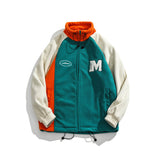 Varsity Jacket Vintage Men's Autumn Coat Campus Color Contrast Patchwork Fleece Casual Couple Jacket