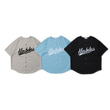 Baggy Baseball Jersey Hip Hop Short Sleeve Baseball Style Loose Casual Shirt Men