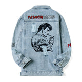 Comic Denim Jacket Men's Denim Jacket Autumn Embroidery