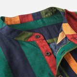 Men Hawaii Shirts Men's Fashion Striped Short Sleeve Shirt