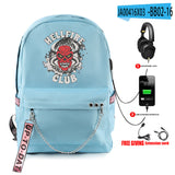 Stranger Things Hellfire Club Backpack Anime Peripheral Stranger Things Backpack Travel Bag USB Charging