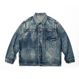 Paisley Denim Jacket Men's Loose Denim Jacket Coat Men's