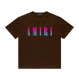 Amiri T Shirt Gradient Letter Flower Casual Hip Hop Short Sleeve T-shirt