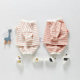 Spring Tops Long Sleeve Striped Top Bulky Underpants Two-Piece Set