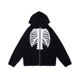 Bone Varsity Jacket Printing Cardigan Hoodie Male Loose Zip Coat