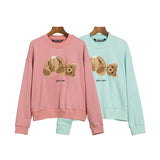Palm Angels Sweatshirts Angel Broken Bear Embroidered Crew Neck Loose Coat