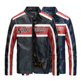 Graphic Leather Jacket Women Men's Spring and Autumn Stand Collar Motorcycle Clothing Fleece Jacket Men's Coat