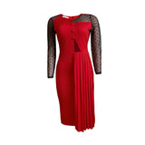 Nina Parker plus Size Dresses Mesh Slim Fit Patchwork Sheath Split Dress