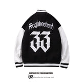 Baby Blue Varsity Jacket Black and White Stitching Embroidery Baggy Coat Men