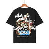 Rrr123 T Shirt Rainbow Greedy Snake Vintage Print Loose T-shirt