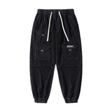 Mens Corduroy Pants Men's Autumn and Winter Three-Dimensional Multi-Pocket Workwear Ankle Banded Slacks