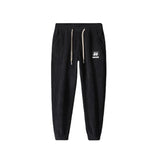 Mens Corduroy Pants Fleece-Lined Thickened Casual Pants Men's Loose Tappered Waffle Warm-Keeping Pants
