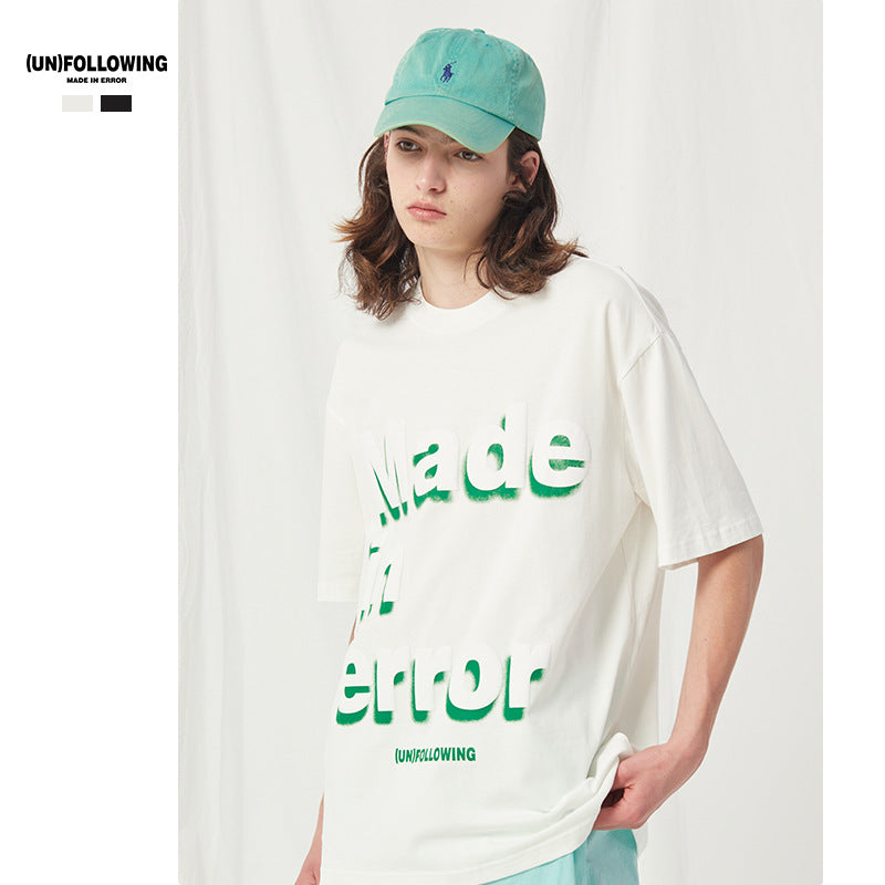 Preppy Aesthetic T Shirt Printed Couple Short Sleeve round Neck Loose