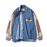 The Bears Varsity Jacket Cartoon Embroidered Jacket Baseball Uniform Spring and Autumn  Contrast Color I Jacket