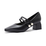 Nude Block Heels Closed Toe Pumps Women's High Heels Women