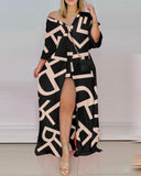 Nina Parker Graffiti Dress Loose Long Sleeve Striped Shirt Dress
