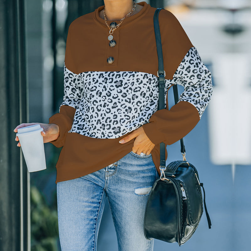 Women Fall Outfits Sweater Women Autumn and Winter Stitching Contrast Color Long Sleeve round Neck Top