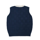 Men Sweater Vest Color Matching Sweater Vest Men's BF Idle Style Loose V-neck Sleeveless Sweater Waistcoat Vest