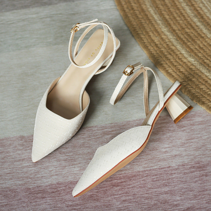 Nude Block Heels Closed Toe Spring Shoes Women's Casual round Toe Casual Fashion
