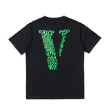 Vlone T Shirts V-Shaped Female Printed Short Sleeve T-shirt Men's and Women's Hip Hop BF Half Sleeve