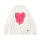 Mens Fall Outfits Autumn Winter Retro Love Letter Puff Print Long Sleeve T-shirt Men and Women Loose Bottoming Shirt